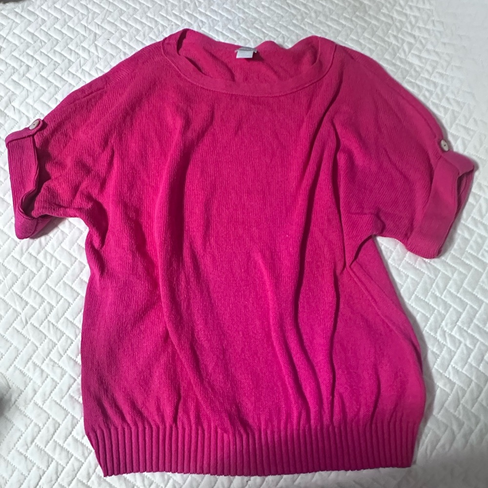 Chico’s Vibrant Pink Short Sleeve Sweater